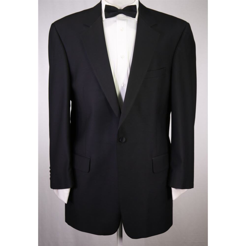 Jos A Bank Signature Black 1-Btn Notch Lapel Formal Tuxedo Dinner Wool Suit 42L - Picture 2 of 9